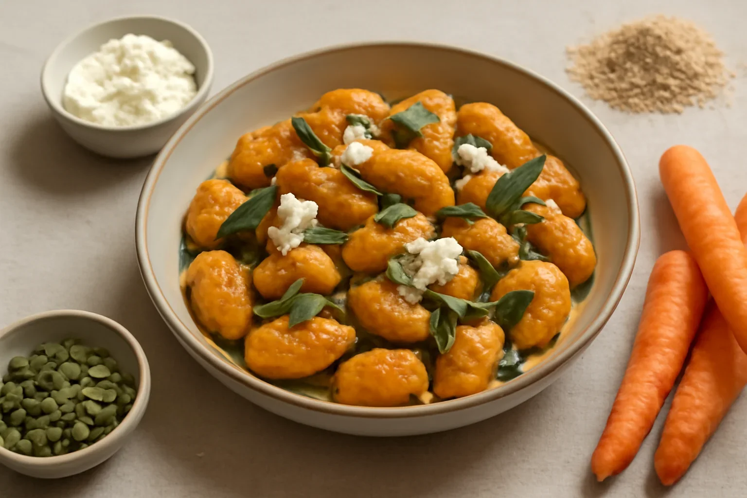Gnocchi de morcovi cu ricotta