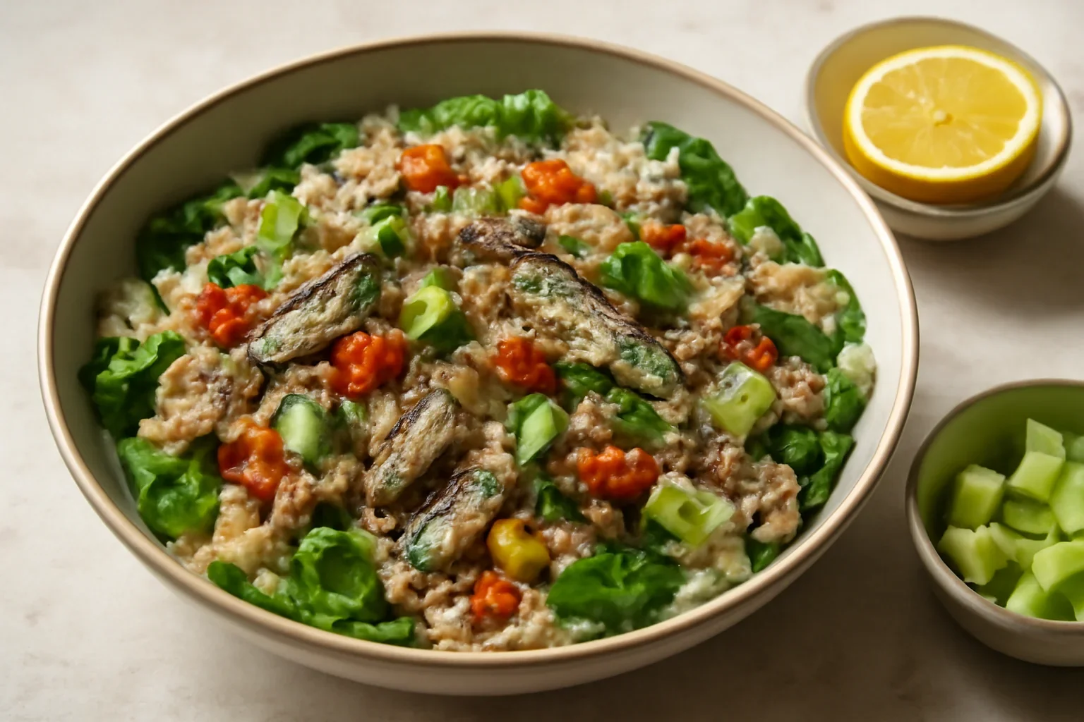 Salata de orez cu peste (ton si sardine din conserva)