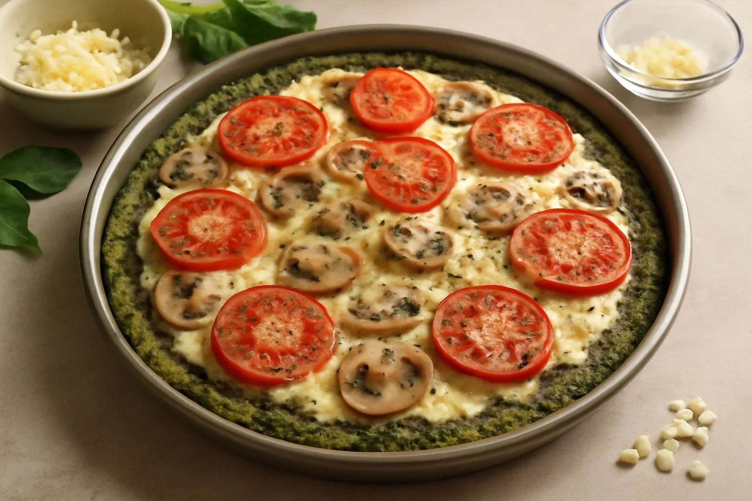 Pizza cu blat de spanac