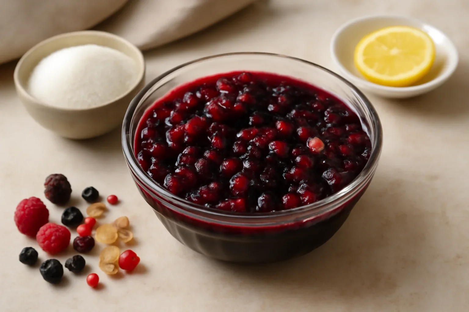 Dulceata de fructe de padure – zmeura, afine, mure, coacaze rosii, albe si negre