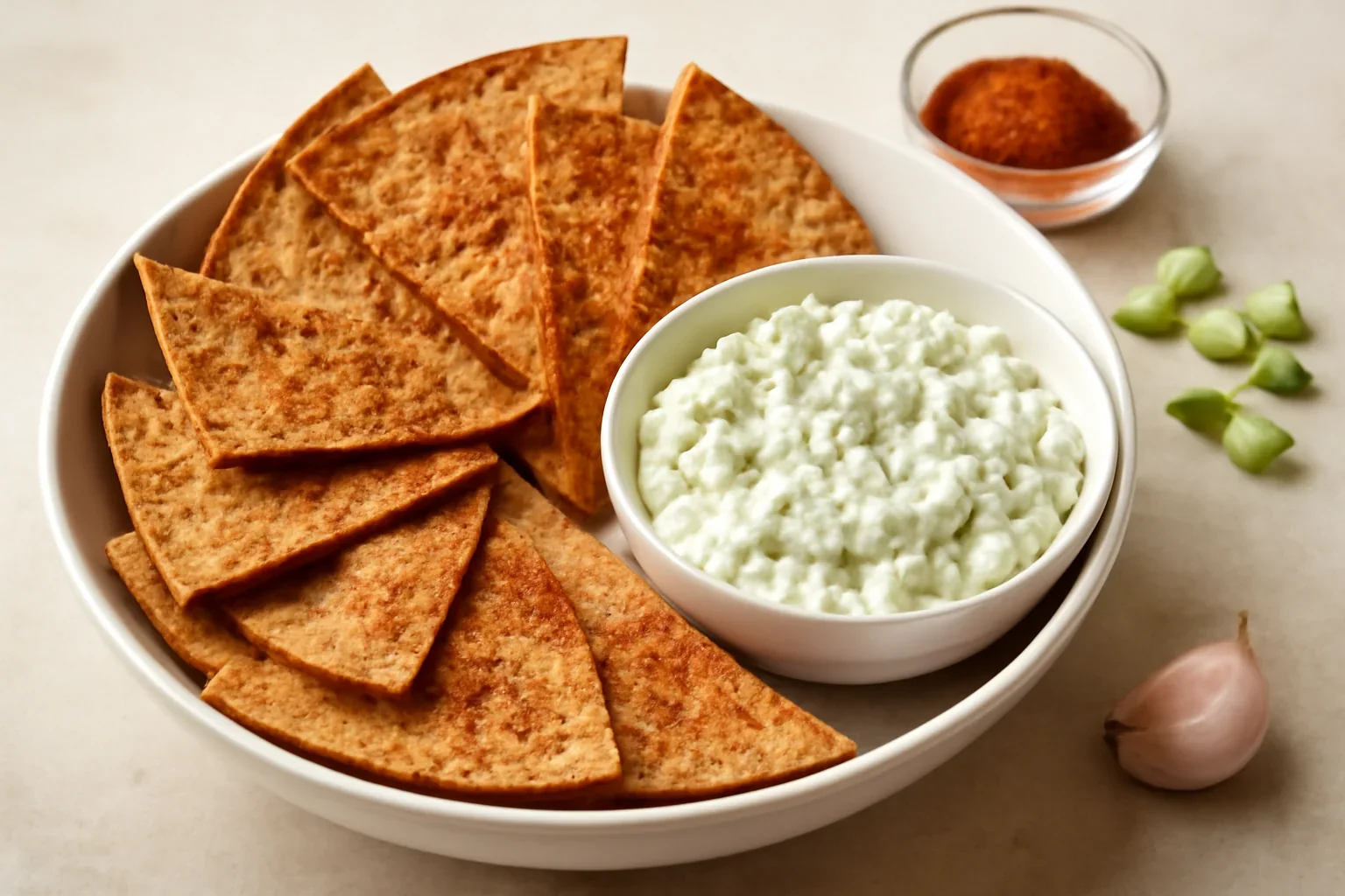 Tortilla crocantă la cuptor cu dip
