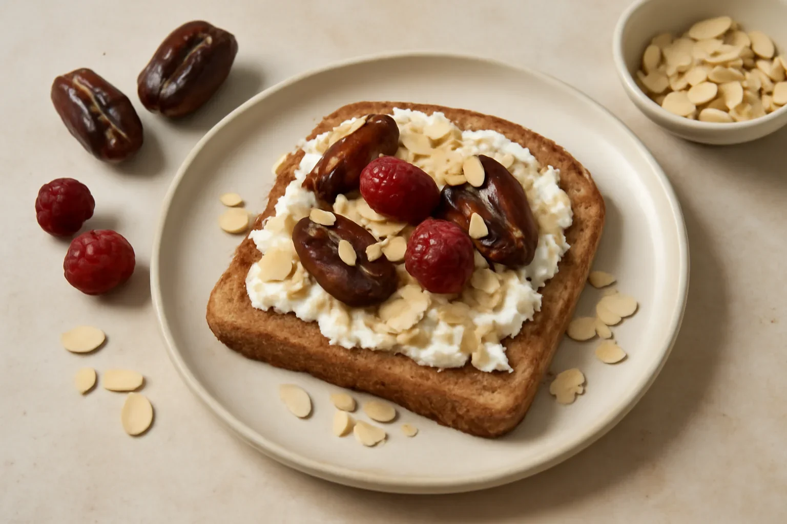 Toast cu fructe și brânză feta