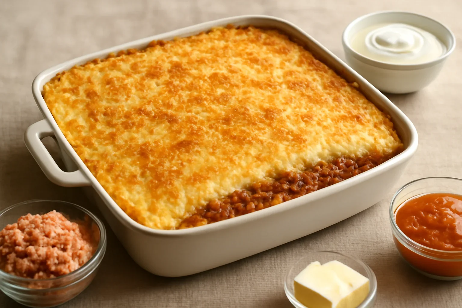 Musaca de cartofi piure si carne tocata