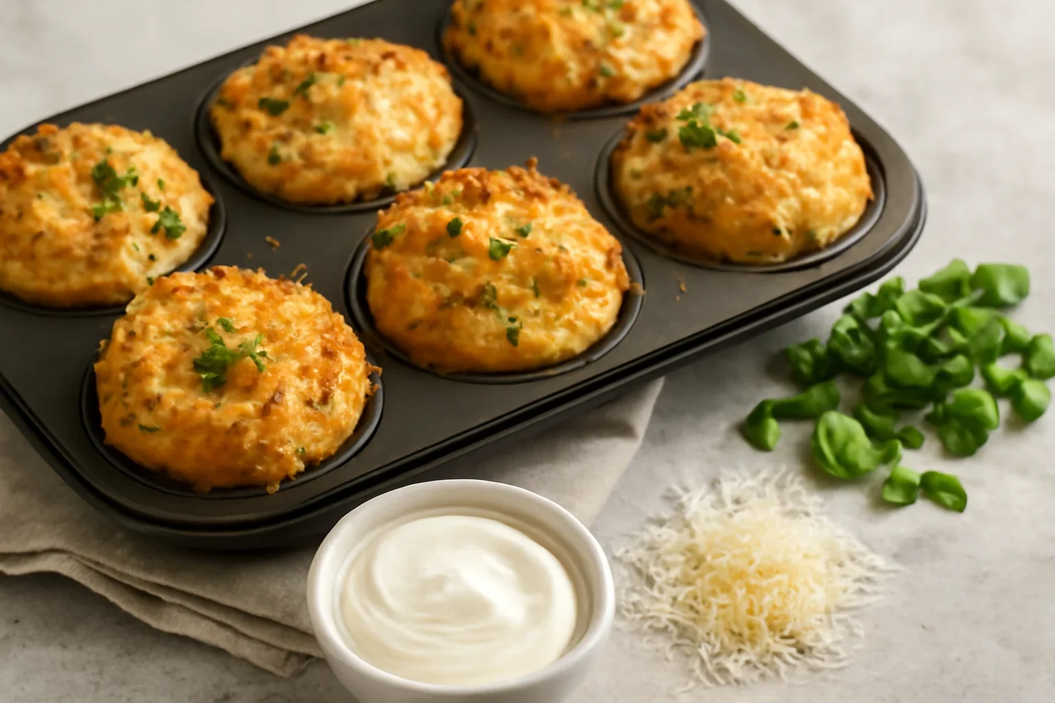 Brioșe aperitiv cu brânză sărată și ceapă verde – muffins quattro formaggi