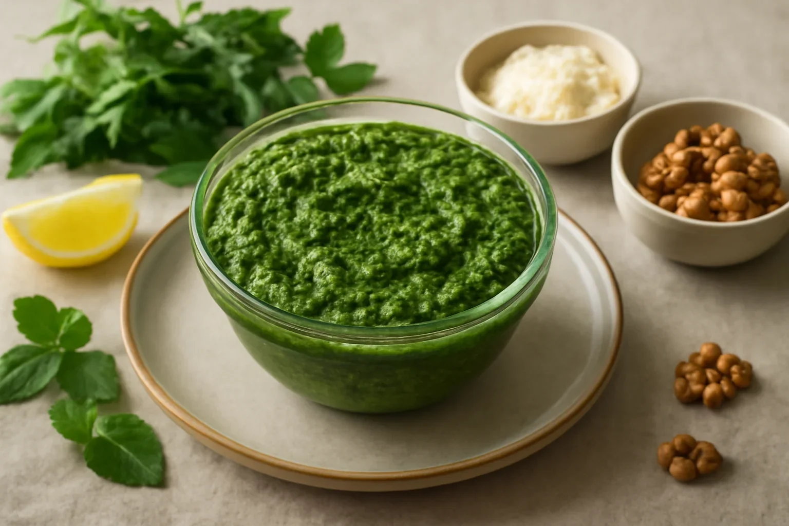 Pesto de mentă și rucola