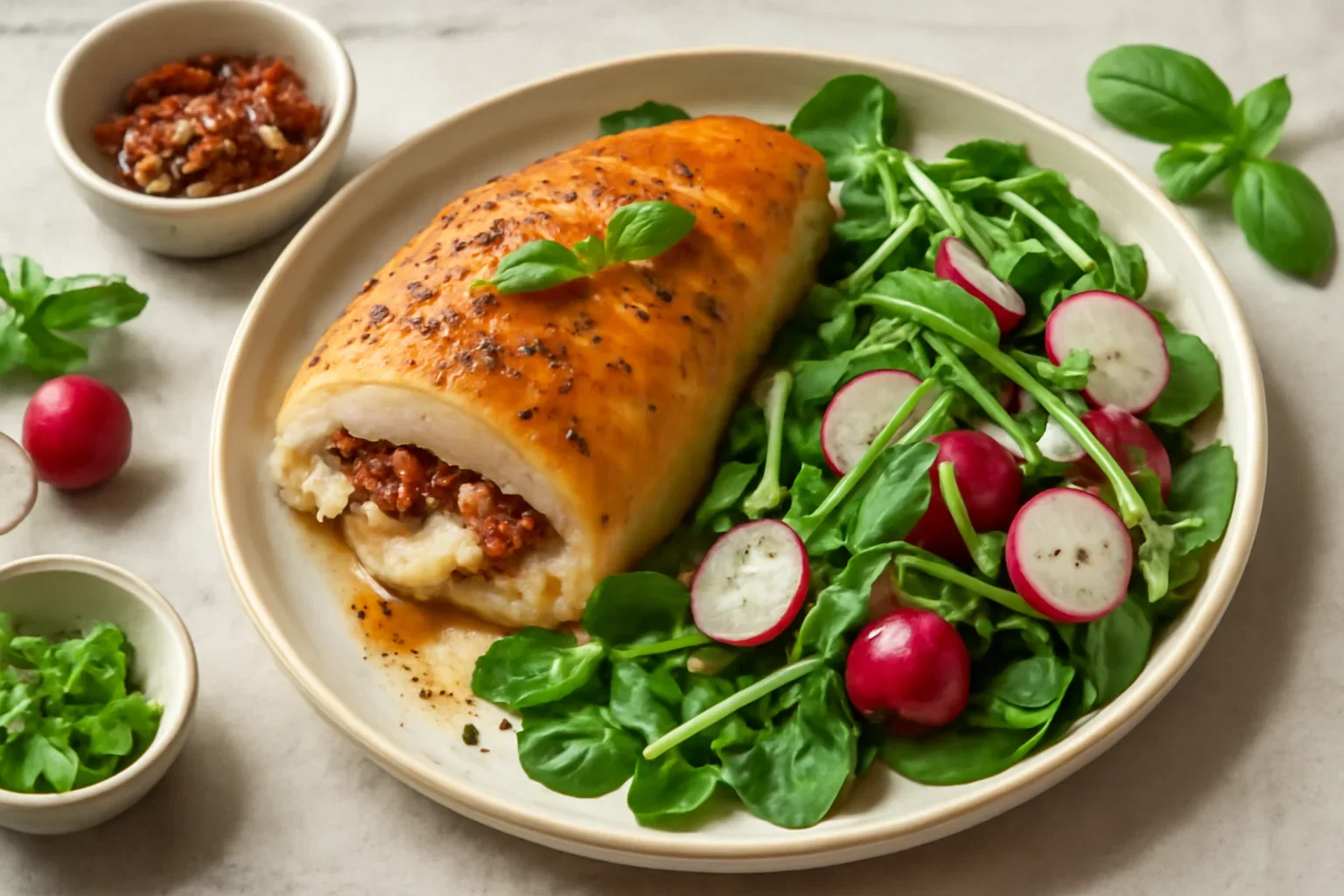 Pui italian cu salată de primăvară