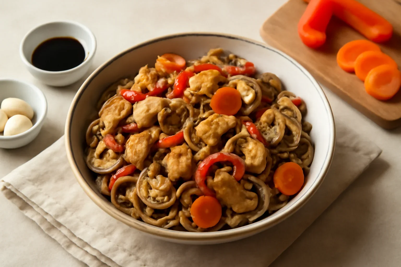 Noodles cu carne de pui si legume