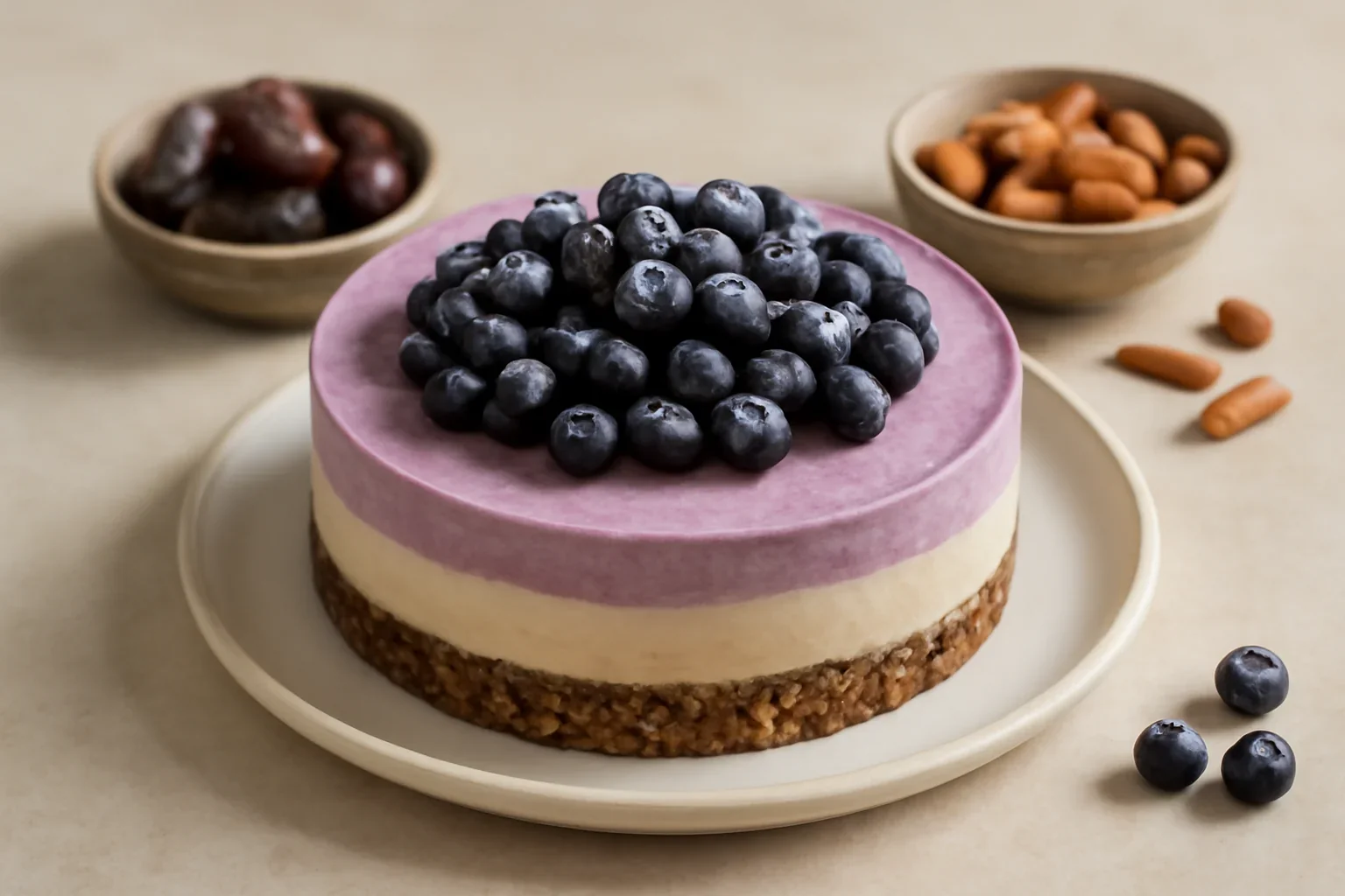 Cheesecake raw cu afine