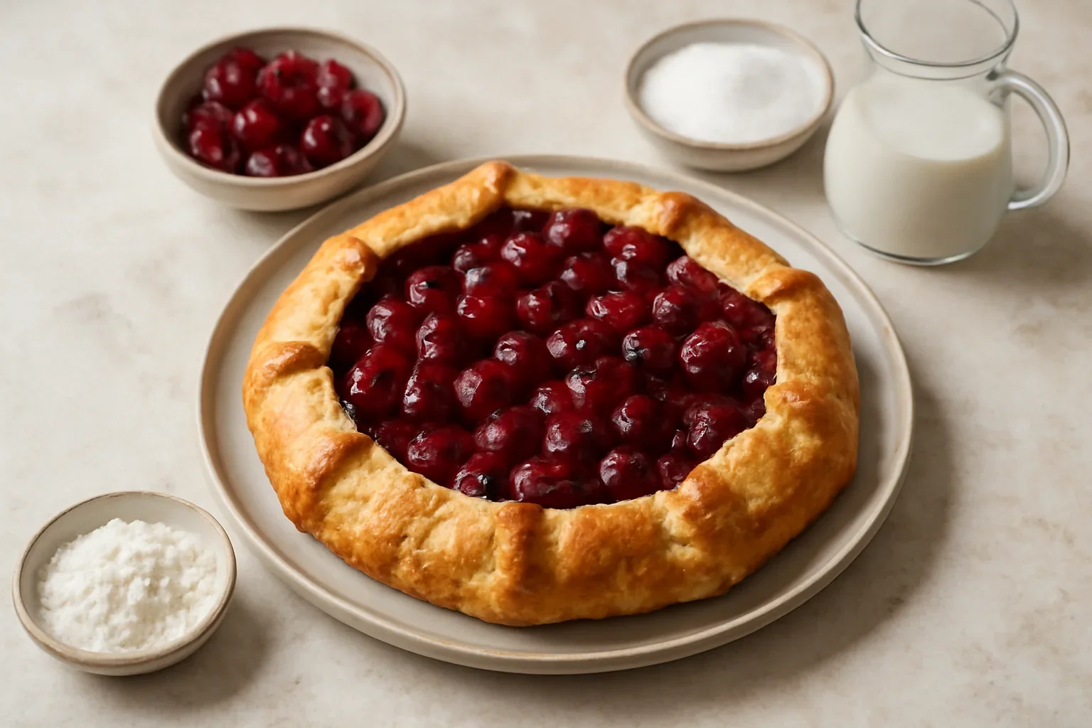 Galette cu visine, o tarta rustica cu fructe de sezon