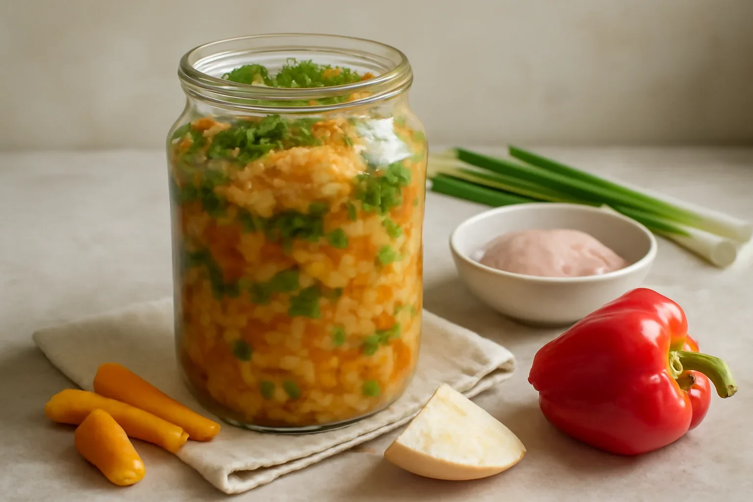 Concentrat natural de legume cu gaina pentru iarna