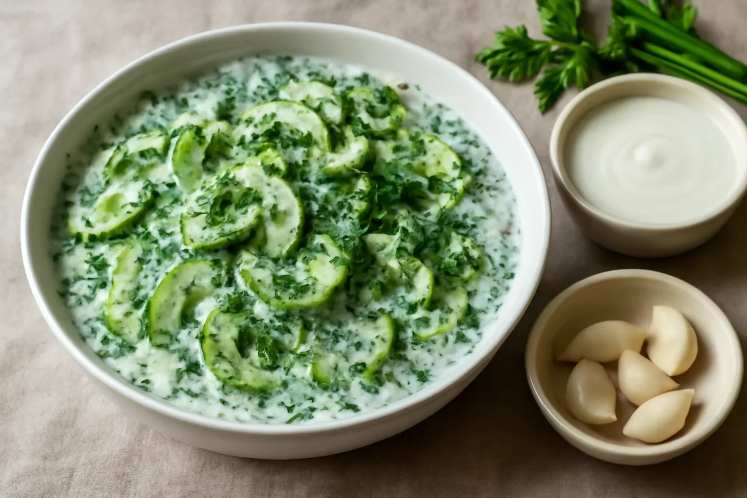 Salata de castraveti cu lapte batut si iaurt