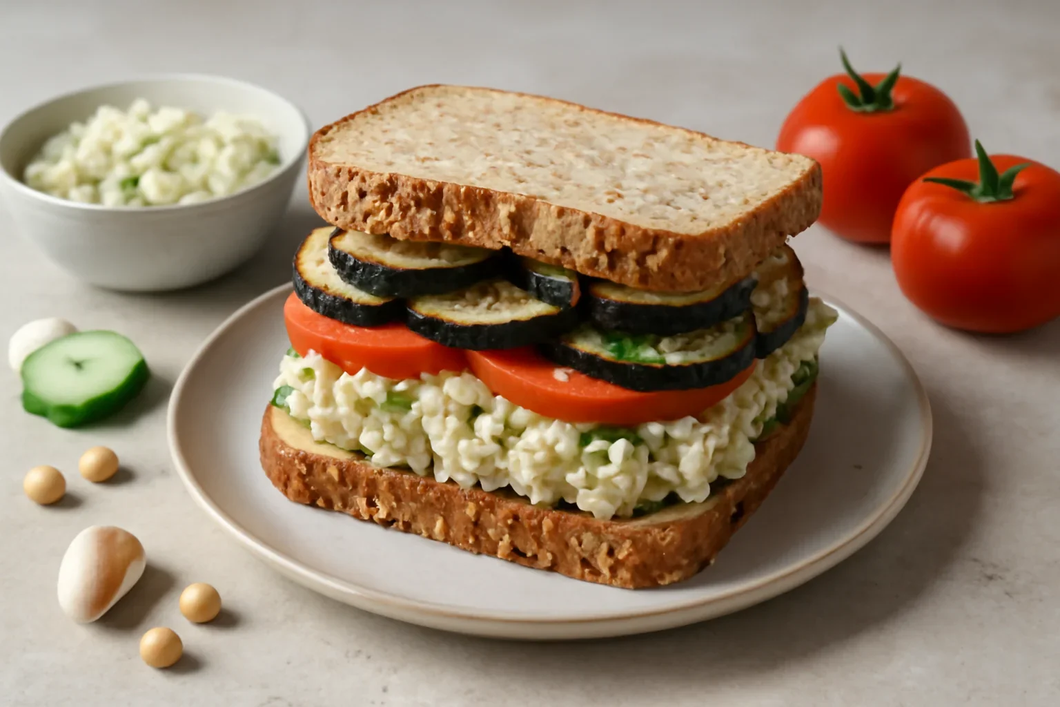 Sandwich vegetarian cu salata de naut