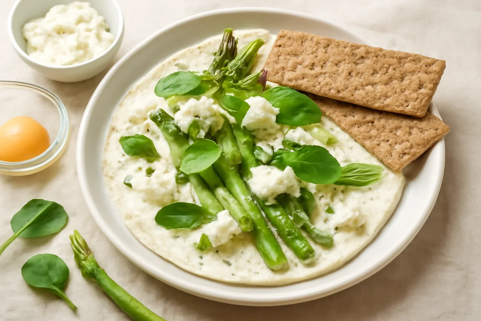 Omletă din albușuri cu sparanghel și ricotta