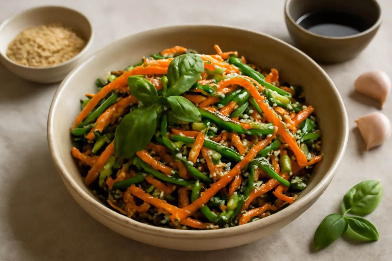 Salata din morcovi, castraveti si susan