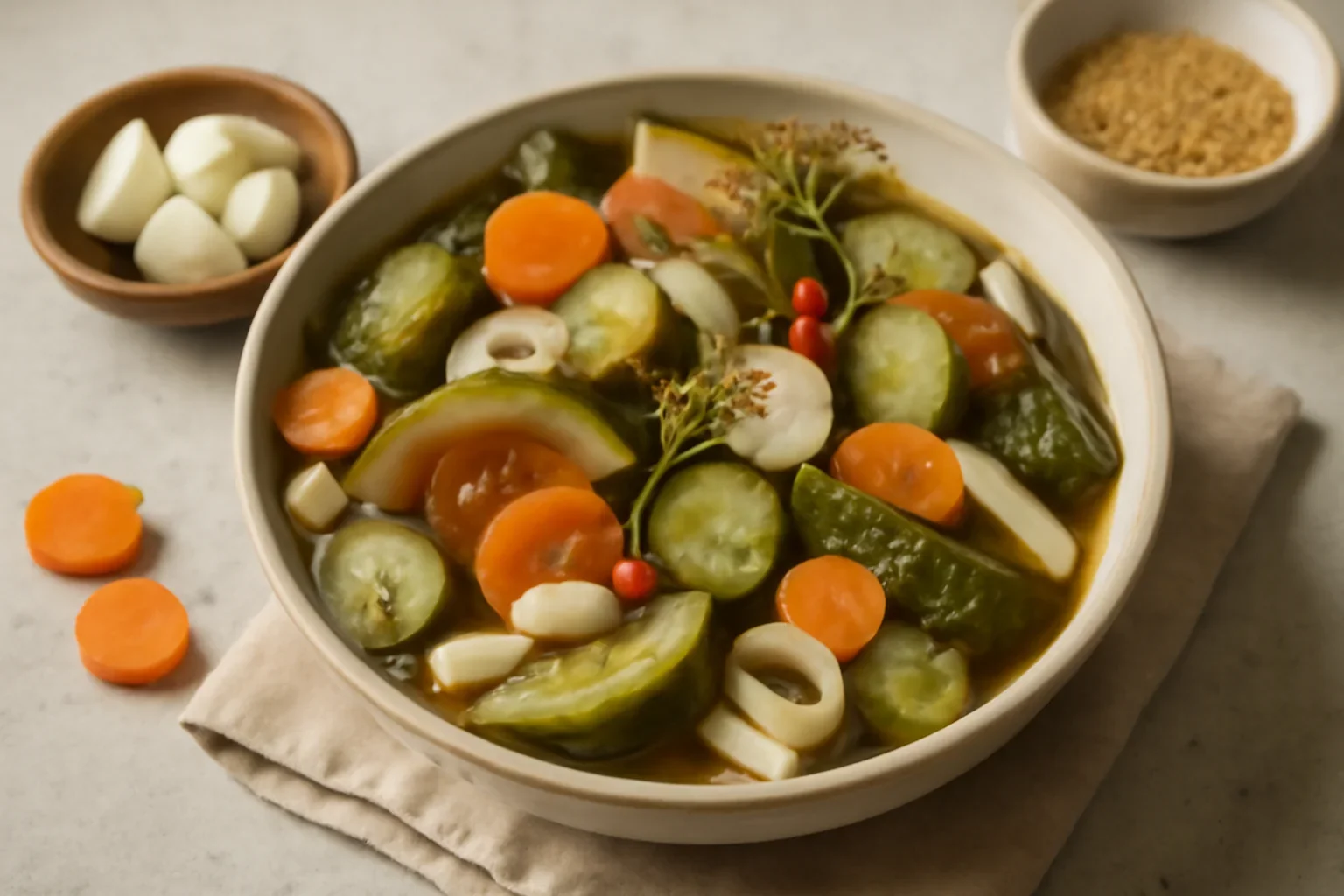 Pepeni in otet cu castraveti murati pentru iarna – pickles sau muraturi asortate