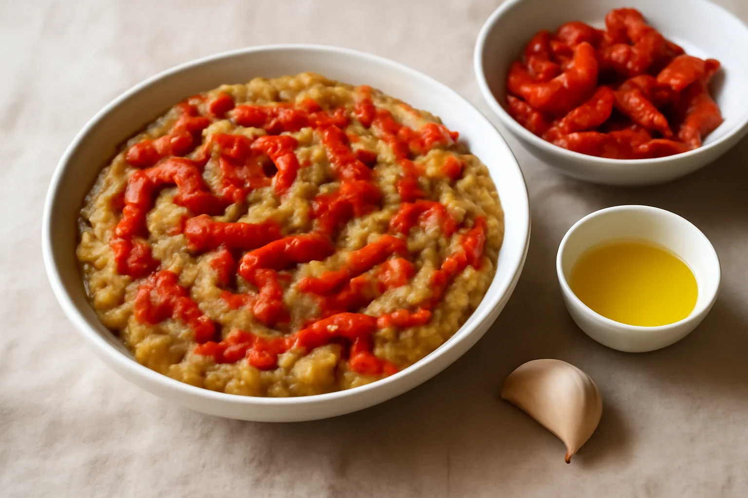 Salata de vinete cu ardei copti si usturoi