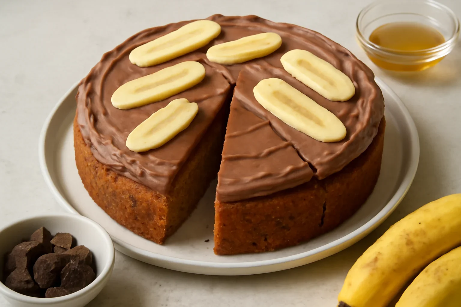 Prăjitură cu banane și cremă de brânză cu ciocolată