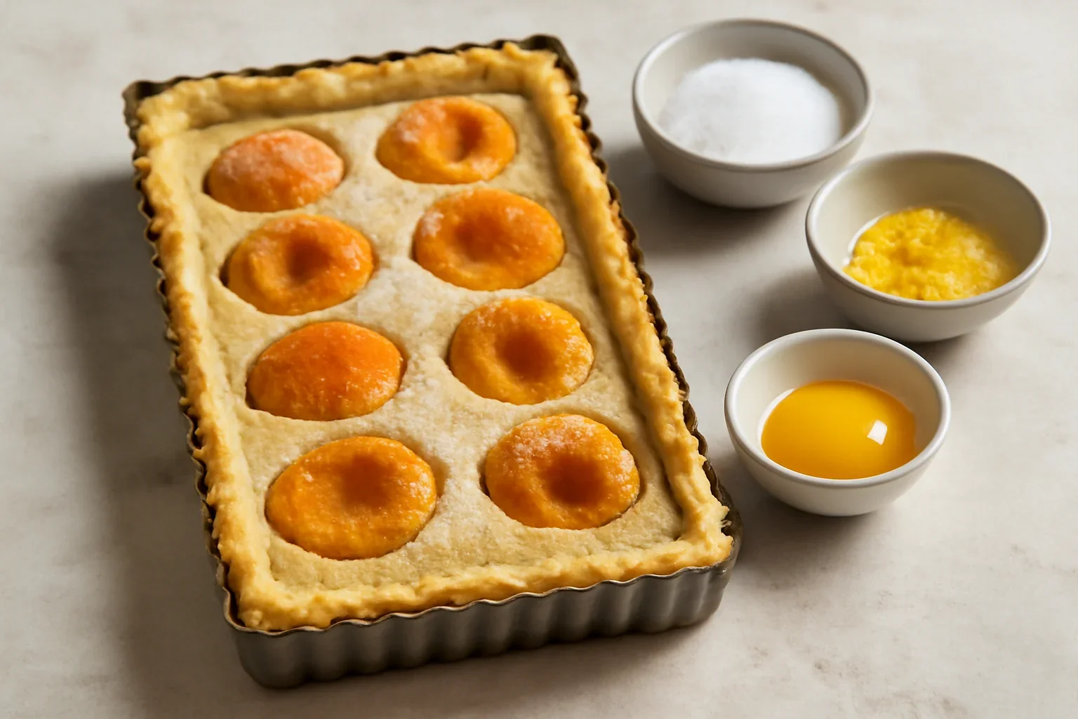 Prajitura frageda cu caise si crema de migdale