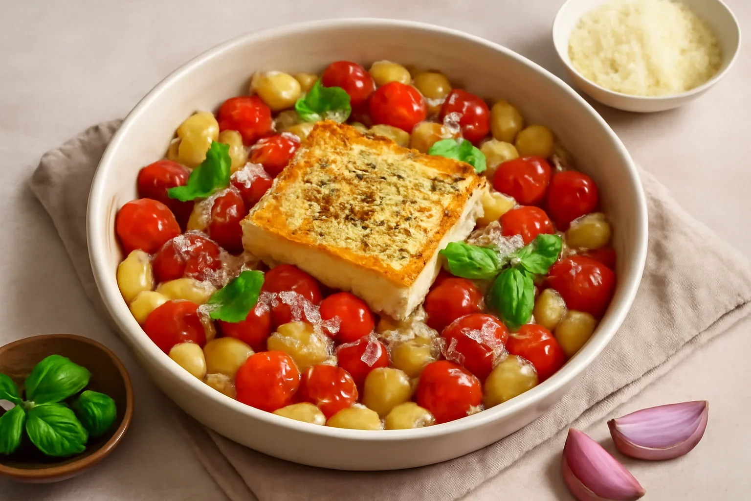 Feta coapta cu rosii