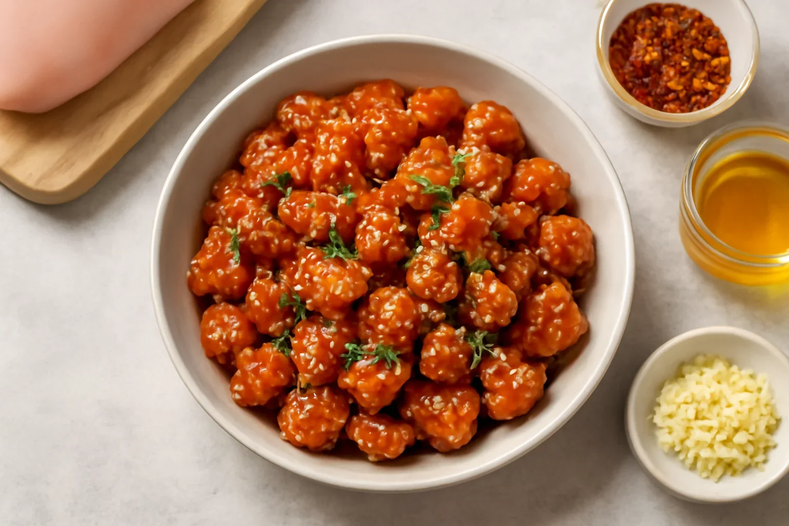 Pui dulce-picant in stil asiatic