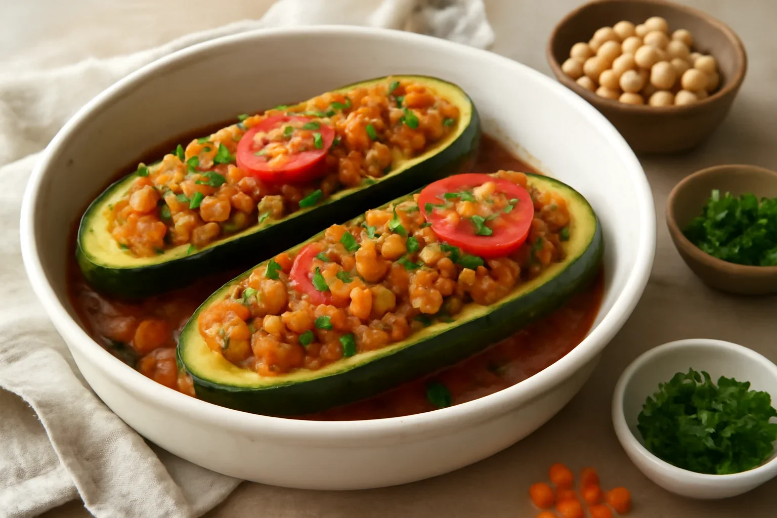 Dovlecei umpluți de post – cu legume, bulgur și soia