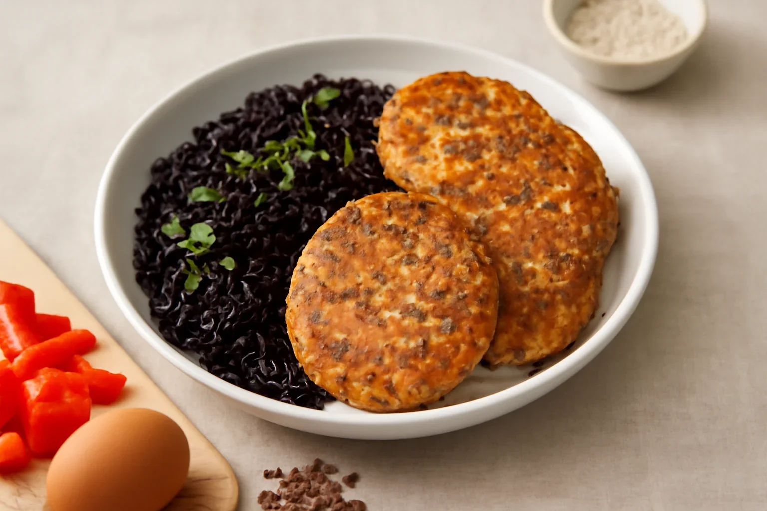Chiftele de tofu cu orez negru