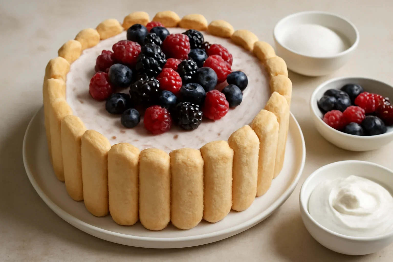 Tort cu iaurt si fructe de padure, fara coacere