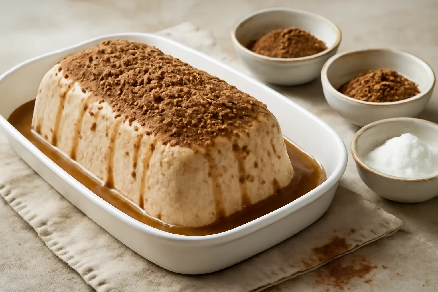 Semifreddo de cappuccino cu topping de rom