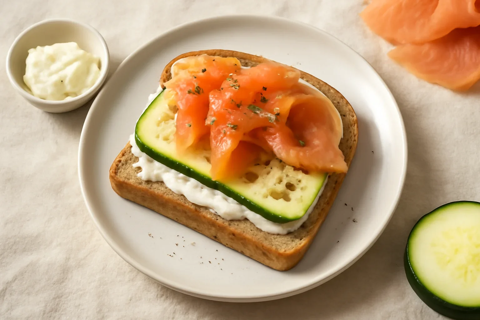 Toast cu dovlecel și somon afumat